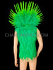 Green Feather Diva Phoenix Jacket With High Collar