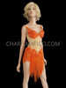 Show Stopping Nude and Orange Beaded Leotard With Beaded Fringe Skirt
