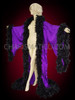 Purple Floor Length Long Slit Coat With Black Feather Boa