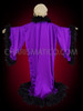 Purple Floor Length Long Slit Coat With Black Feather Boa