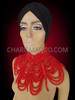 Red Multiple Chain Diva High Collar Necklace With Diamonds