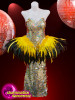 Drag Queen Dress With A Touch Of Feathers And Silver Sequin