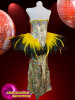 Drag Queen Dress With A Touch Of Feathers And Silver Sequin