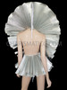 Shimmering Futuristic Diva Queen’S Metallic Silver Ruffled Collar