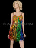 Gay Pride Rainbow Color Salsa Dance Dress In Crystals And Rectangular Sequins