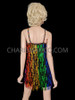 Gay Pride Rainbow Color Salsa Dance Dress In Crystals And Rectangular Sequins