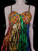 Gay Pride Rainbow Color Salsa Dance Dress In Crystals And Rectangular Sequins