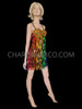 Gay Pride Rainbow Color Salsa Dance Dress In Crystals And Rectangular Sequins