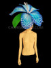 Blue Silver Glittering Fantasy Showgirl Floral Headdress