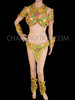 Showgirl's Bra And Thong Set In Gold And Multicolored Crystals