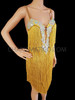 Dazzling Gold Glam Salsa Latin Dance Exquisite Fringe Crystallized Dress