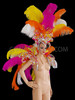 Multicolor Ostrich Feather Backpack With Studded Headdress