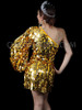 Golden Adorned Sexy Goddess One Shoulder Sequin Cocktail Dress