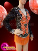 Full Sleeve V-Neck Black Orange Leotard With Tassel Skirt