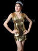 Glamorous Gold Hand Sewn Sequin Golden Goddess Cocktail Dress
