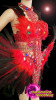 Red And Black Phoenix Bra And Belt With Feathers And Rainbow Studs