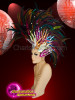 Multi-Color Feather Headdress Mohawk With Glittering Sequins