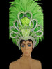 Green Feather Showgirl Headdress with Crystal Accents