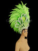 Green Feather Showgirl Headdress with Crystal Accents