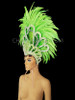 Green Feather Showgirl Headdress with Crystal Accents