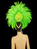 Green Feather Showgirl Headdress with Crystal Accents
