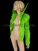 Parrot Green Unique High Collar Feather Jacket