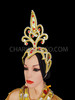 Red And Golden Crystal Studded Headdress For The Queen On Stage