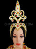 Red And Golden Crystal Studded Headdress For The Queen On Stage