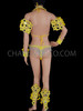 Yellow Sequin and Beaded Brazilian Lingerie Set