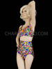 Shining Colorful Rainbow Beads Bra & Short Two-Piece Set