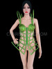 Green  Vinyl Diva's Cage Corset