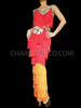 Fiery Latina Spicy Dance Red Orange Fringe Pants