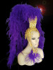 Showgirl Purple Ostrich Boa Gold Crystal Headdress