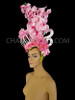 Gorgeous Pink Flower Headdress With Silver Crystals