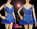 Alluring Blue Leotard With A Combination Of Beads, Sequins, And Ruffles