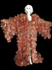 Brown Organza Drag Queen Ruffle Coat With Gold Sequin