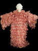 Brown Organza Drag Queen Ruffle Coat With Gold Sequin