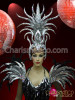Black Silver Sequined Bejeweled Showgirl Halter Dress Costume Set
