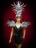 Black Silver Sequined Bejeweled Showgirl Halter Dress Costume Set