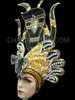Fancy Bejeweled Black And Gold Pharaohs Crown Of Hathor Headdress