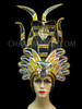 Fancy Bejeweled Black And Gold Pharaohs Crown Of Hathor Headdress