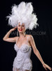 Pure White Crystallised Ostrich Feathered Diva Showgirl Headdress