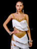 White Crystallized Dance Latin Salsa  Fringe Sexy Cutout Pants
