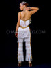 White Crystallized Dance Latin Salsa  Fringe Sexy Cutout Pants
