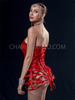 Red Glittery Sequin Corset and Cage Skirt
