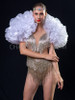 Extravagant White Ruffle Organza boa Shrug