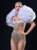 Extravagant White Ruffle Organza boa Shrug