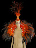 Orange Feather And Shell Beaded Headdress And Collar Set