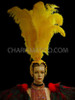 Exotic Iridescent Beaded Yellow Ostrich Feather Showgirl Headdress