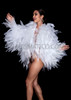 Angelic White Shimmering Organza Feather-Shaped Ruffled Diva Jacket